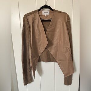 BB Dakota Beige Knit and Faux Leather Jacket NWOT
